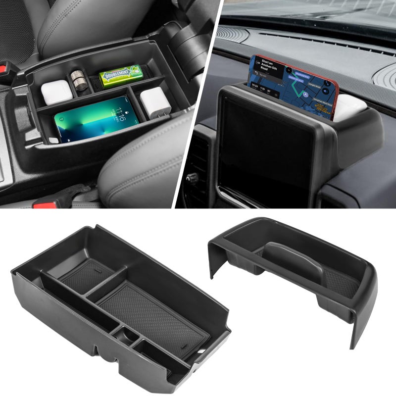 Neepiar 2PCS Center Console Dash Storage Tray and Armrest Secondary Storage Box Compatible with Ford Bronco Sport CX430 2021-2023 2024 Center Console Organizer Insert Accessories - Image 1